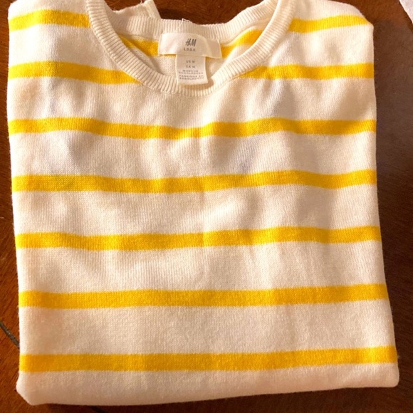 H&M stripe short sleeve sweater sz M - Picture 1 of 8